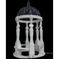Carved Statues Red Marble Roman Gazebo For Garden